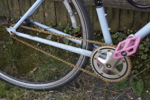 pink pedals on bike