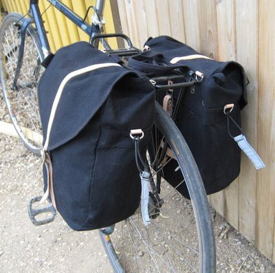 close up of rear bike panniers for commuting