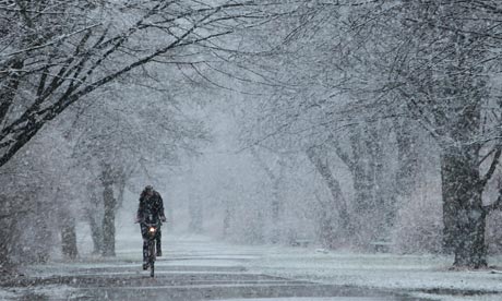 biking through snow and ice
