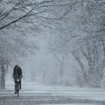 biking through snow and ice